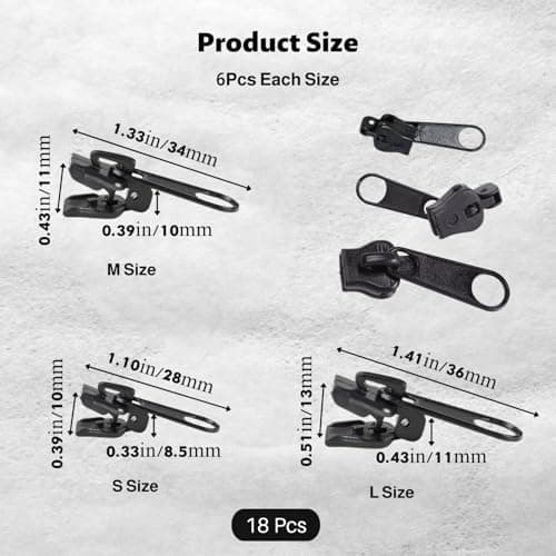 18-Piece Zip Repair Kit with Replacement Zipper Pulls for Jackets Bags Luggage and Everyday Clothing Maintenance — view 2