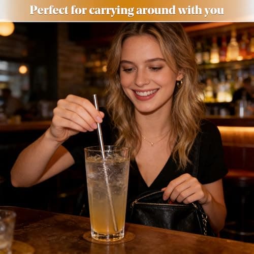 2 Pcs Reusable Telescopic Straws, 304 Food Grade Stainless Steel Collapsible Drinking Straws, Portable Metal Straws for Travel, Home, Office, Eco Friendly BPA Free for Hot Cold Drinks — view 4
