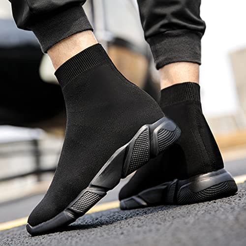 CERYTHRINA Athletic Walking Shoes Knit Weave Mesh Socks Running Shoes Lightweight Breathable Fashion Sneakers Road Fitness Train Dance Gym Casual Platform Loafers Black 43 — view 2