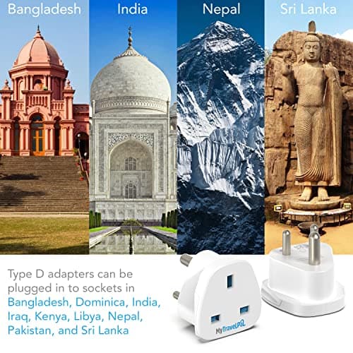 MyTravelPal UK to India Plug Adapter | UK Safety Standards | Earthed Type D — view 2