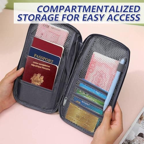 Passport Travel Document Holder, Waterproof Passport Holder (Navy Blue) — view 2