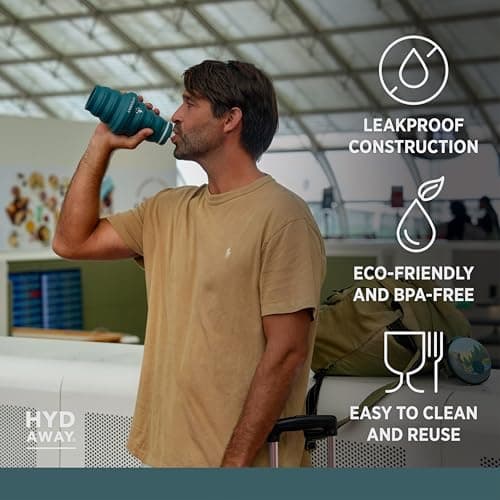 HYDAWAY Collapsible Water Bottle - 25oz I Reusable Water Bottle with Flip Top Lid for Travel, Hiking, Backpacking I Portable & Leakproof, Food-Grade Silicone, BPA Free, Collapses to 1.5” — view 3