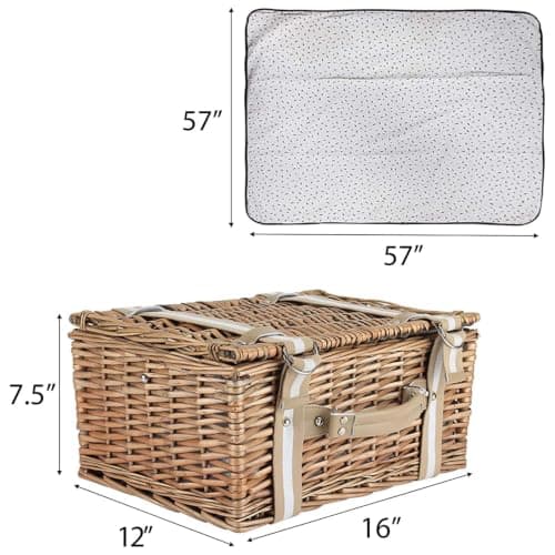 VIREO GARDEN Picnic Basket Set for 2 Person with Large Insulated Cooler Bag — view 3