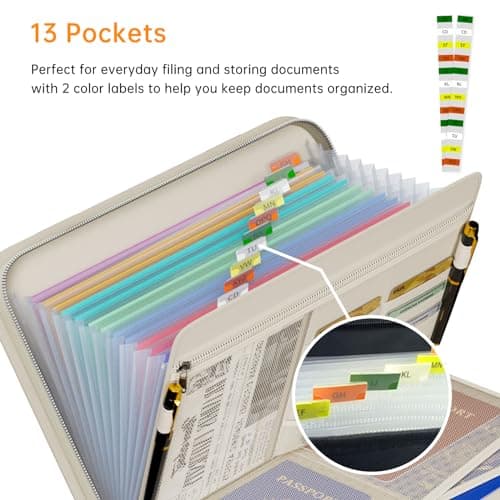 Accordion File Organizer, Fireproof Expanding File Folder with 13 Pockets — view 2