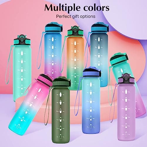 EYQ 1L Water Bottle, 1 Litre Water Bottle with Straw, 32oz Leak-Proof Motivational Sports Drinks Bottle with Time Marker, Tritan BPA-Free, Drinking Waterbottles for Gym Outdoor Sports — view 6