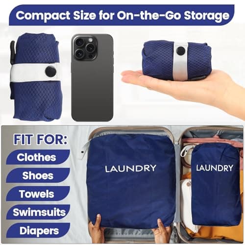 2 Pcs Waterproof Drawstring Travel Laundry Bags Two Sizes — view 5