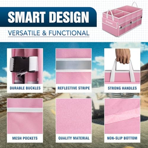 K KNODEL Car Boot Storage Organiser with Cover for SUV (Medium, Pink) — view 3