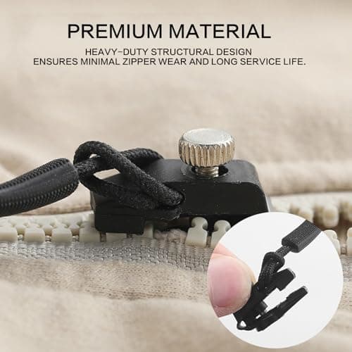 12 Pack 3 Sizes No Sew Zipper Slider Puller Repair Kit for Backpack Jackets — view 3