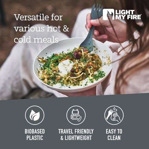 Light my Fire Spork Original 3-in-1 Camping Cutlery Knife Fork Spoon Set Survival Gifts for Scouts Camping Accessories Sporks Reusable Travel Cutlery Set 4-Pack SageGreen — view 3