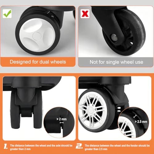 INCNMAD Luggage Wheel Covers 8 Pcs Black Suitcase Wheel Protectors Cover Universal Fit Anti-Wear Travel Accessories, Protects Wheels from Damage — view 3