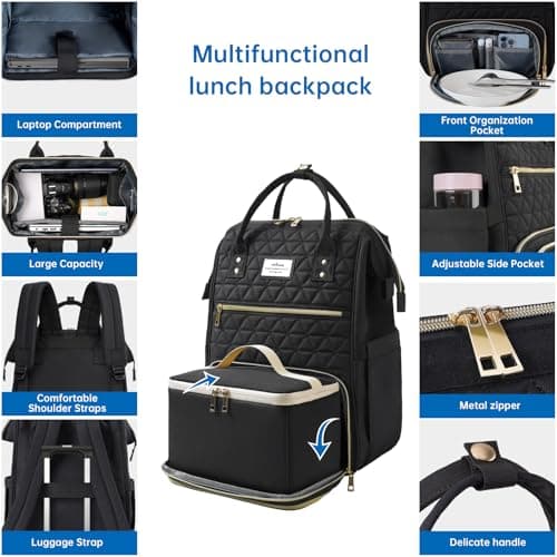 ETRONIK Laptop Lunch Backpack for Women, 17.3 inch Laptop Backpack — view 2