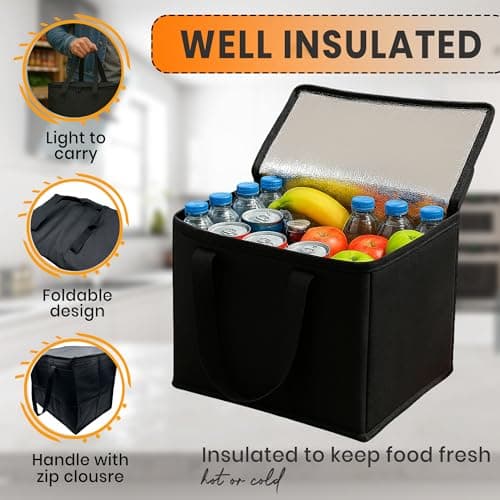 Tijar XL 40L Cooler Bag – Extra Large Heavy Duty Insulated Cool Bag, Black – Thick Foam Lined, Leak-Resistant, Foldable, Double Strap, Durable Zipper – Picnic, Camping, Food Storage, Travel — view 3