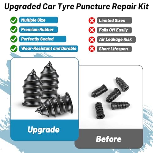 20 pcs Tyre Repair Kit, Puncture Repair Kit with Screwdriver, Self-Service Rubber Nails Tool, Emergency Car Puncture Repair Kit for Bike Motorbike Bicycle Flat Tire Plug (10S/10L) — view 5
