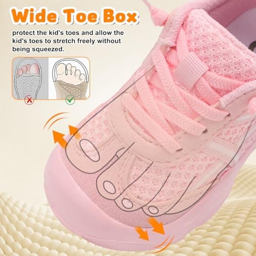 JIASUQI Toddler Shoes Boys Girls Barefoot Walking Shoes Kids Breathable Running Sneakers Slip On Tennis Shoes(Pink24,Size 7.5) — view 3