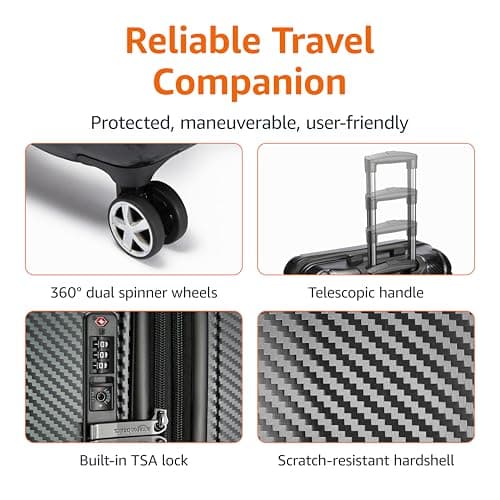 Amazon Basics Hardside Luggage, Large Suitcase with Wheels, Oxford Spinner with TSA Lock, Four Spinner Wheels and Scratch-Resistant Surface, 76 cm, Black — view 2