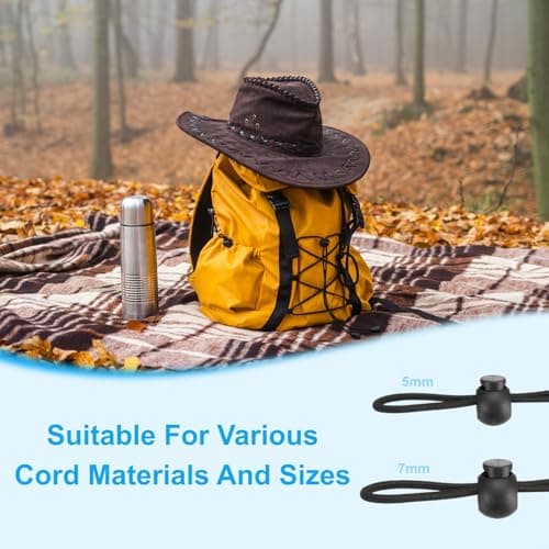 PATIKIL Plastic Cord Lock, 10 Pack Single Hole Toggle Stopper Round Ball Shaped Adjustable Cord Stops Fastener for Paracord, Camping, Hiking, Shoelace Replacement, Navy Blue — view 5