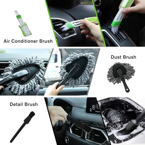 COVVY 14 Pcs Car Cleaning Kit,62 Inch Car Wash Mop Head with Long Handle,Wash Mop Mitt,Window Scraper,Soft Cleaning Cloth,Duster,Storage Bag,Car Wheel Brush,Detailing Brush Set for Cleaning Car,Wheels — view 6