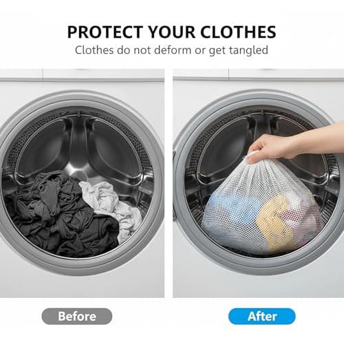 2 Pcs Reusable Mesh Laundry Bags with Drawstrings, 30 x 40cm, White — view 6
