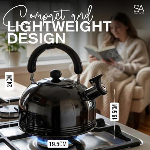 SA Products Camping Kettle 3L - Stainless Steel Whistling Kettle - Portable Stove Top Kettle for Coffee & Tea - Camping Kettle for Gas Stove & Open Fire - Camp Stove Kettle - Black — view 5