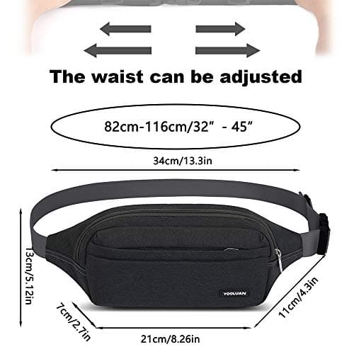 Yooluan Waterproof Bum Bag Waist Fanny Packs 4 Zip Pockets Travel Hiking Outdoor Sport Running Belt Holiday Hiking Doggy Bag Money Hip Pouch — view 3