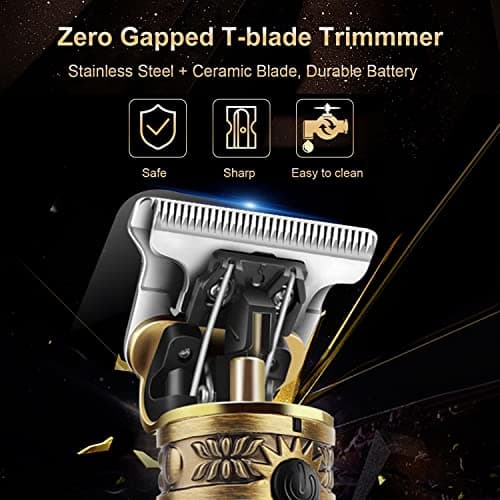 Hair Clippers Men,Cordless Beard Trimmer,Professional Clippers Grooming Kit,Precision T-Blade Mens Trimmer with LED,Shavers for Men Beard Shaper,Electric Razor USB Rechargeable,Gifts for Mens — view 3