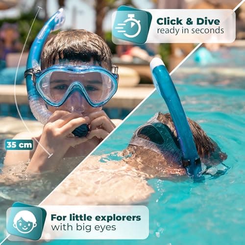 KIDVERSE Kids snorkel mask age 5 to 15 - Snorkel mask kids - Diving goggles with fabric or silicone strap - Snorkelmask set — view 4