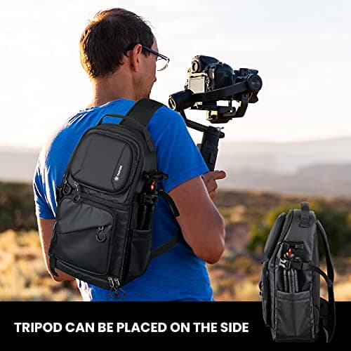 TARION Camera Sling Bag for Travel - Compact Photography Shoulder Bag with Side Access Waterproof Rain Cover for DSLR SLR Mirrorless Cameras Black TR-S — view 5