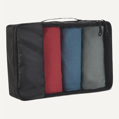 Amazon Essentials 4-Piece Packing Cubes Travel Accessories Set, Luggage Organiser with Double Zip, Mesh Top, 100% Polyester, Small/Medium/Large/Slim, Black (Previously Amazon Basics) — view 4