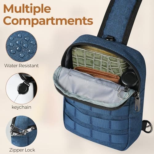 BROADREAM Anti-theft Sling Bag - Waterproof Crossbody Chest Pack for Men, Mini Shoulder Bag with Zipper Lock & RFID Blocking for Travel Work Sport — view 5
