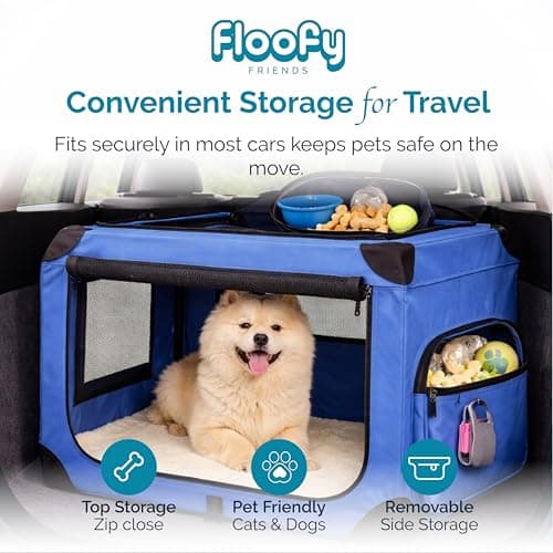 Floofy Friends Soft-Sided Dog Travel Crate - Foldable, Breathable Pet Carrier for Small Dogs & Cats, Ideal for Car Travel & Home Use — view 6