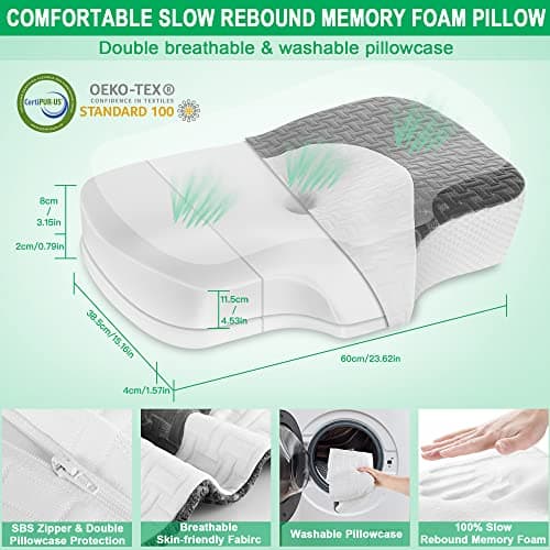 Elviros Adjustable Height Cervical Neck Pillow for Neck and Shoulder Relief — view 3