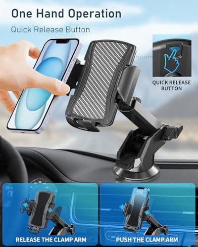 Hoppac Phone Holder for Cars, Ultra Strong Suction Car Phone Mount Cradle for Dashboard Windscreen, 360° Rotation & One Button Release, for iPhone Smartphone 4.0''-7.0'' — view 4