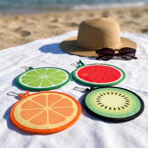 Meralo 4 Pcs Fruit Foldable Hand Fan, Portable Round Pop Up Folding Fans — view 5