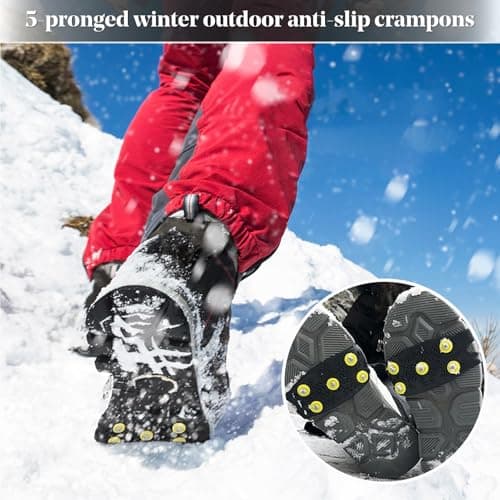 Kids Non Slip Ice Cleats for Shoes and Boots,Small Ice Snow Gripper Shoe/Boot Traction Cleats with 5 Spikes, Winter Outdoor Anti-Slip Crampons for Women Kids Walking, Climbing UK Size 2-6 — view 3