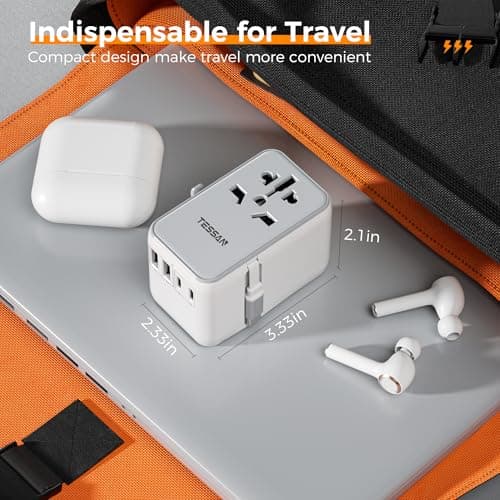 TESSAN Universal Travel Adapter Built-in 35W USB-C Cable, UK for EU/US/AU — view 6