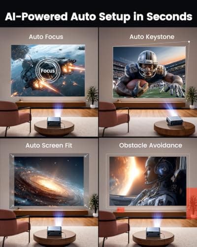 WiMiUS Smart Projector【Official Google TV/Netflix Included/Dolby Audio】36000LM 1080p 4K Decode Portable Projector, AI Auto Focus/Keystone HDR10 WiFi Bluetooth Movie Projectors for Bedroom/Home Cinema — view 5