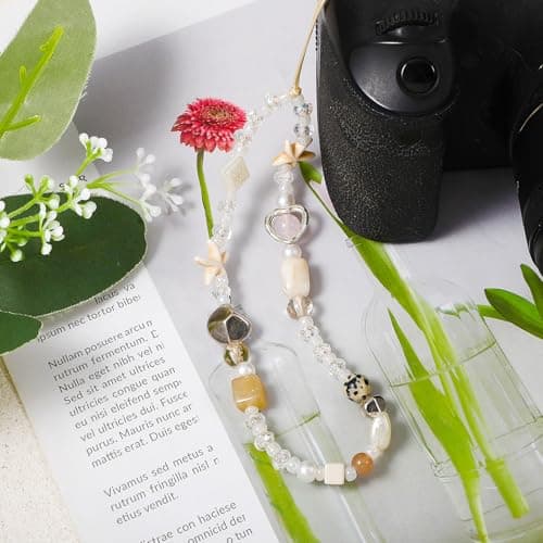 Tucnoeu Beaded Camera Wrist Strap,Beaded Phone Charms Strap,Cute Digital Camera Charm Lanyard,Phone Keychain Decoration for Wallet Phones Case Accessories — view 6
