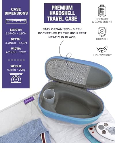 The Quilted Bear Premium Mini Iron and Portable Ironing Mat Bundle, Blue — view 4