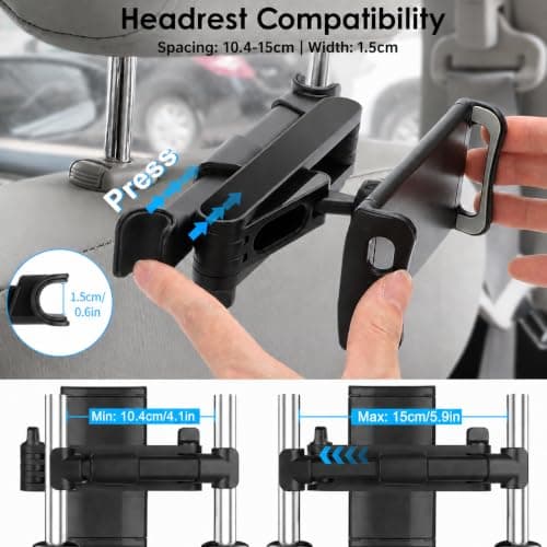 Linkstyle Car Tablet Holder, Stretchable Headrest Tablet Mount — view 3