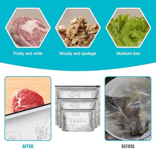 60 Pcs 3 Sizes Zipper Sealable Foil Bags,Reusable Aluminum Foil Sealable Storage Bags, Stand Up Foil Bag with Label and Zip Lock for Kitchen Vegetable Fruit Meat Storage and Freezable Food — view 5