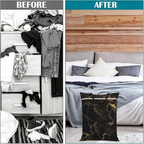 Gold Black Marble Travel Laundry Bag With Handle, 1 Pc Large Waterproof Dirty Clothes Bags With Zipper, Foldable Swimsuit Workout Bag Washable Wet Clothes Storage Organizer For Dorm — view 4