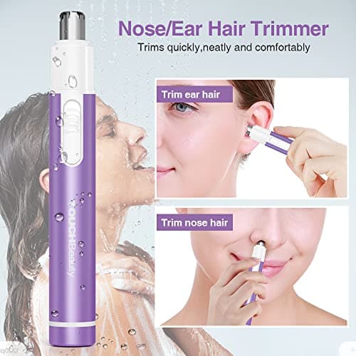 TOUCHBeauty Nose Hair Trimmer for Women, AAA Battery Included, Purple — view 2