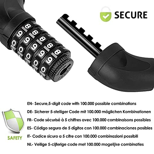 SPGOOD Bike Lock with Combination, Bicycle Lock with Hardened Chain(Black) — view 3