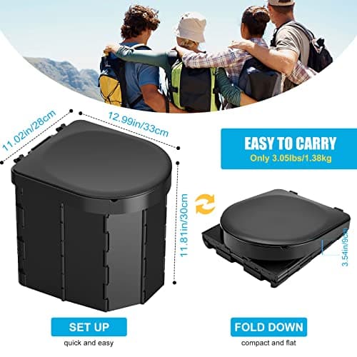 WADEO Folding Camping Toilet with Inner Bucket, Portable WC for Adults — view 5