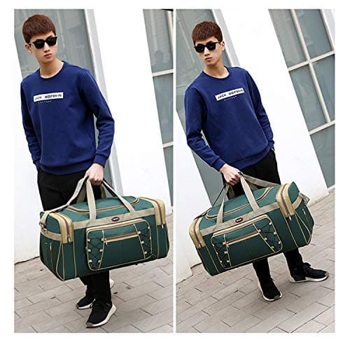 Travel Duffle Bags for Men Weekender Over Night Carry On Bag Lightweight Extra Large Oxford Duffel Gym Sturdy Luggage Water-Proof for Men & Women 26" (Blue Gold), Red Gold, XL (Green & Golden) — view 5