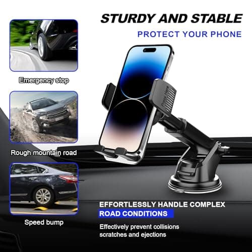 VBGURR Car Phone Holder, Adjustable Suction Cup Windscreen Phone Mount — view 5