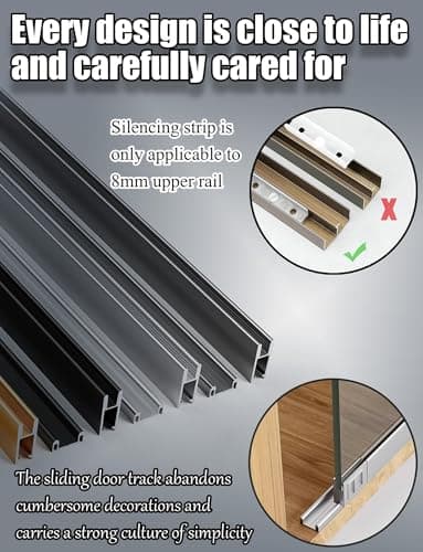210CM Sliding Door Track Kit - Aluminum Double Chute Rail with Rollers, No-Drill Plastic Floor Rails for Smooth Cabinet Doors - Easy Installation, Durable, Black (0.5CM) — view 4