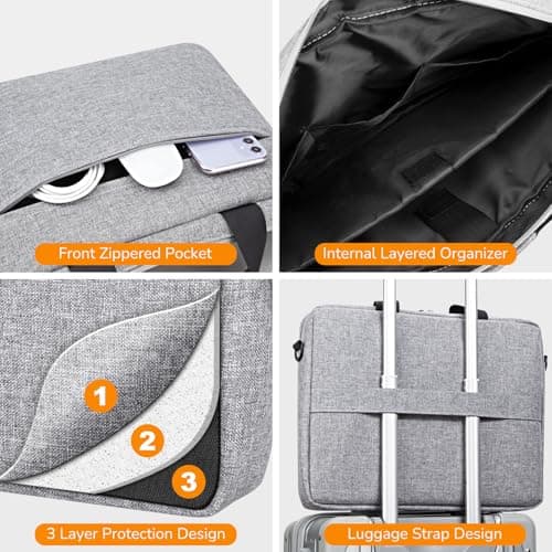 HEDUGO Laptop Bag Case 15.6 Inch Computer Sleeve Messenger Bag with Adjustable Shoulder Strap Briefcase Carry Case for Men Women to Work School Travel,Fit 14 to 16 Inch Laptops — view 6
