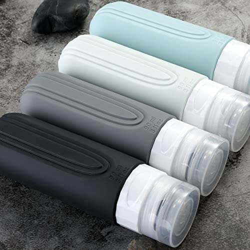 Mrsdry Travel Bottle for Toiletries, Leak Proof Silicone Travel Size 90ml Bottles Refillable Containers for Liquid Shampoo, BPA Free and TSA Approved Travel Accessories with Clear Bag (4 Pack) — view 5