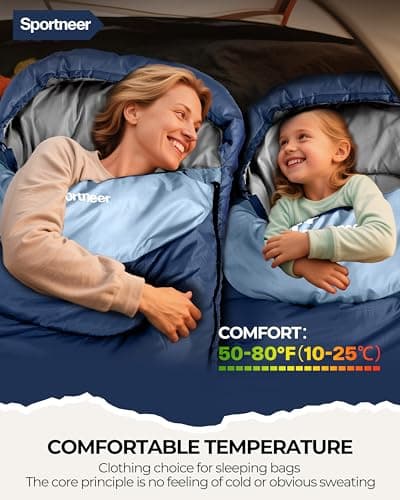 Sportneer Sleeping Bags for Adults - Kids Sleeping Bag 3-4 Season Lightweight Backpacking Sleeping Bag Cold Weather & Warm, Compact, Single Adult Girls Boys Camping Sleep Bag — view 4